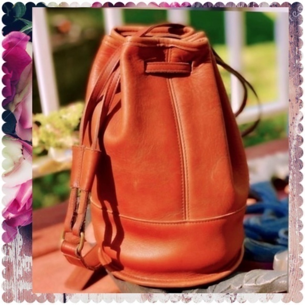 VINTAGE COACH RARE BIXBY CROSSBODY BACKPACK SLING BUCKET BAG BRITISH TAN 9984